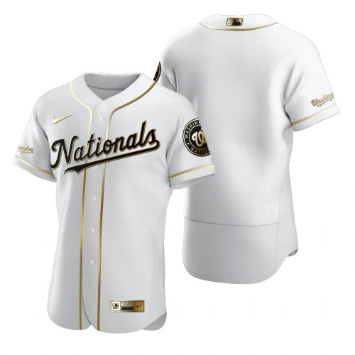 Men's Washington Nationals Blank 2020 White Golden Flex Base Stitched MLB Jersey